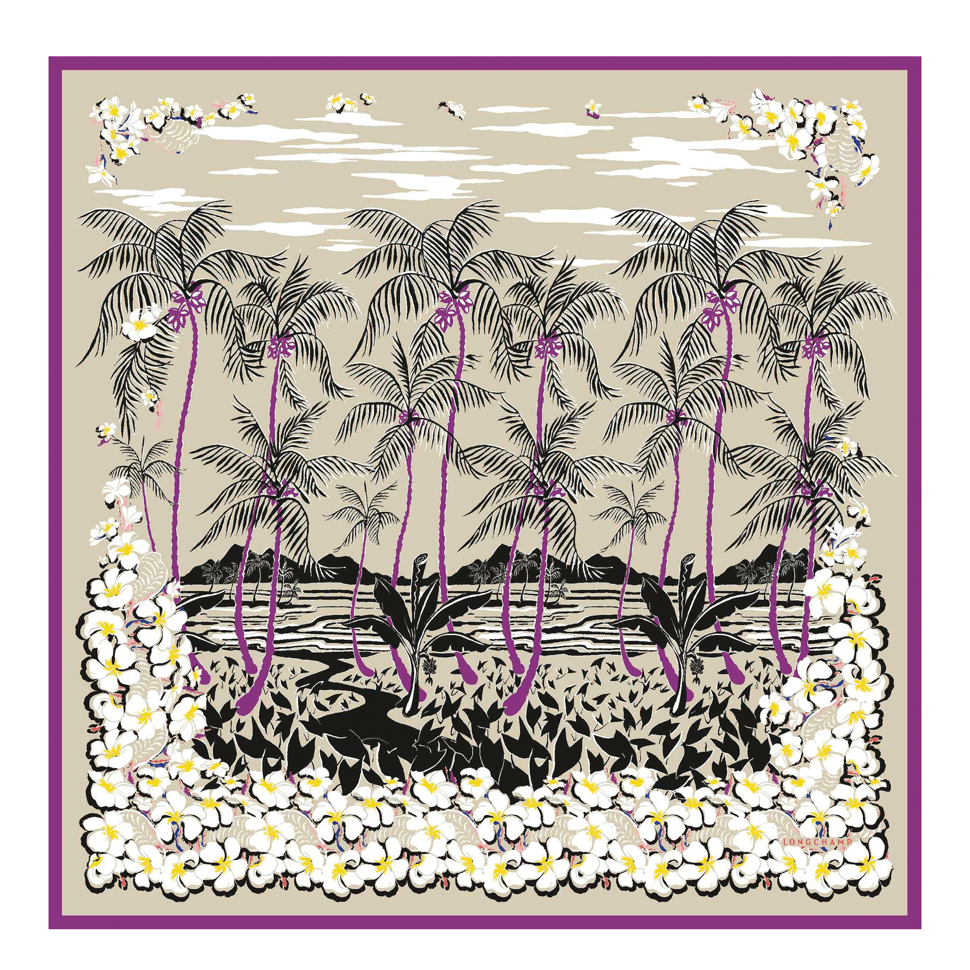 Flores hawaianas Pañuelo de seda 90, Violeta