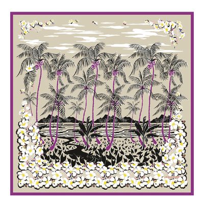 Fleurs Hawaïennes Carré de soie 90, Violette