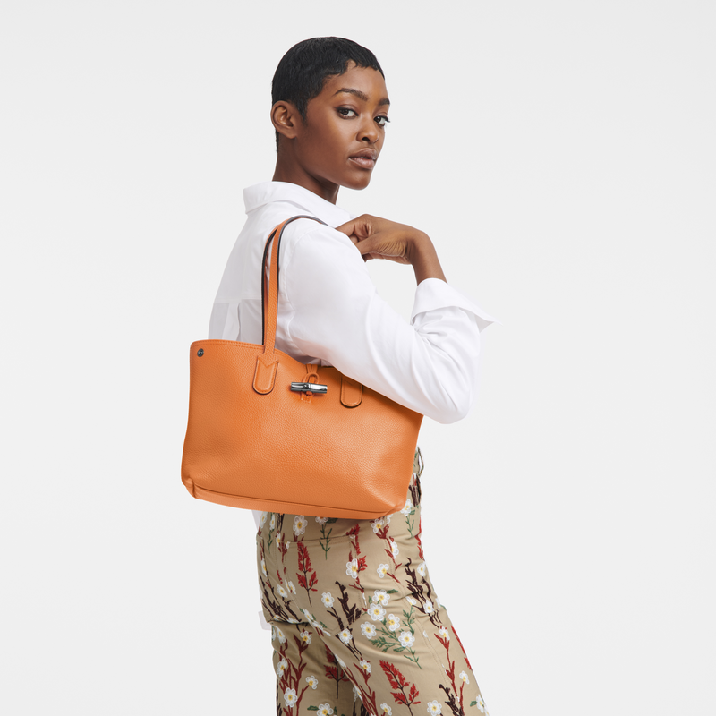 Roseau Essential M Tote bag Orange - Leather | Longchamp US