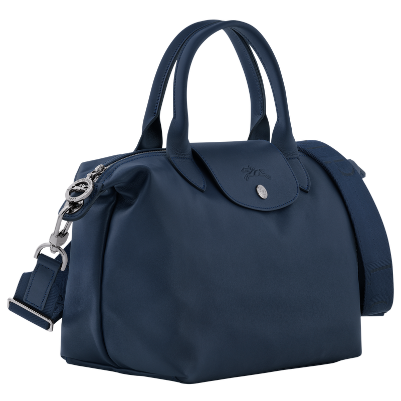 Longchamp Extra Small Le Pliage Leather Crossbody Bag In Navy