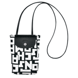 Le Pliage LGP 裝飾皮革滾邊的手機殼 , 黑/白色 - 帆布