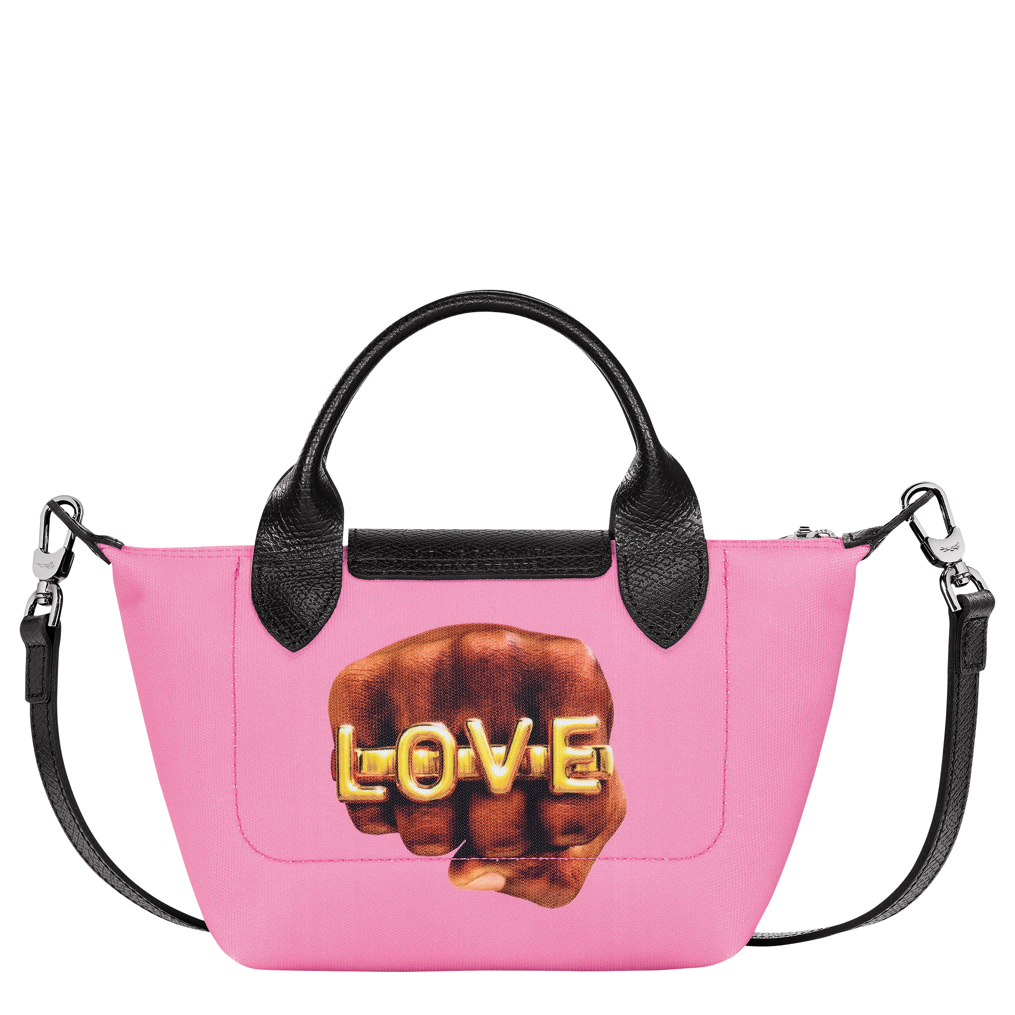 Borsa con manico L Le Pliage Filet Tela - Rosa (10121HVH018)