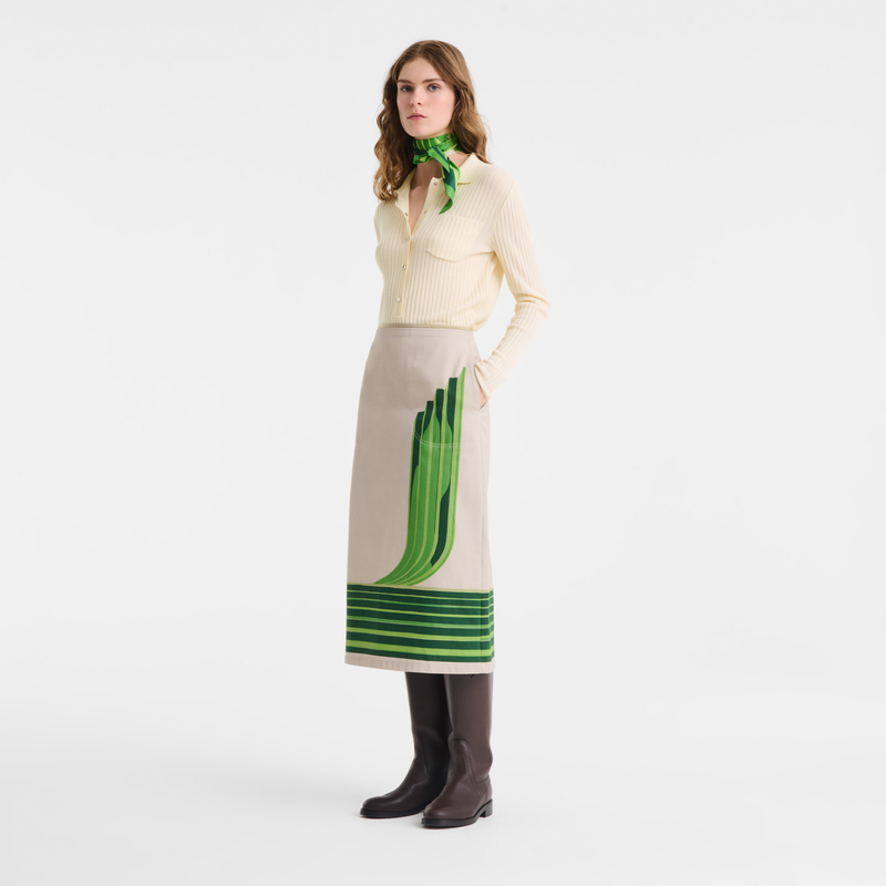 Falda , Gabardina estampada - Verde H&eacute;ritage  - Vista 2 de 3