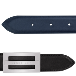 Herrengürtel Delta Box , Leder - Schwarz/Marine