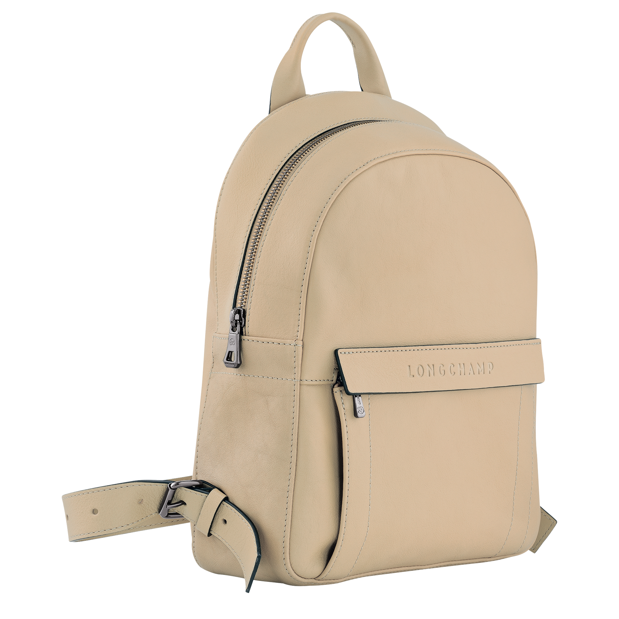 LONGCHAMP レザーリュックサック ベージュ-