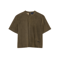 Short leather top , Khaki - Leather