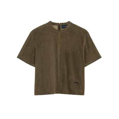 Top corto de piel , Cuero - Caqui