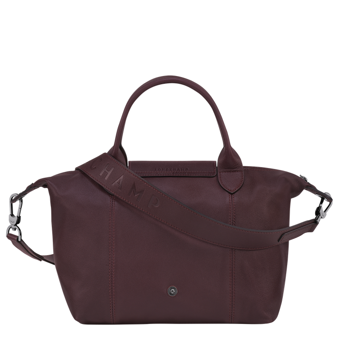 Le Pliage Cuir Top handle bag S, Burgundy
