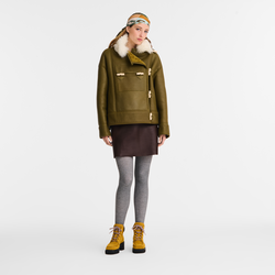 Coat , Olive - Leather