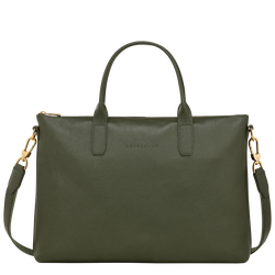 Le Foulonné S Briefcase , Khaki - Leather