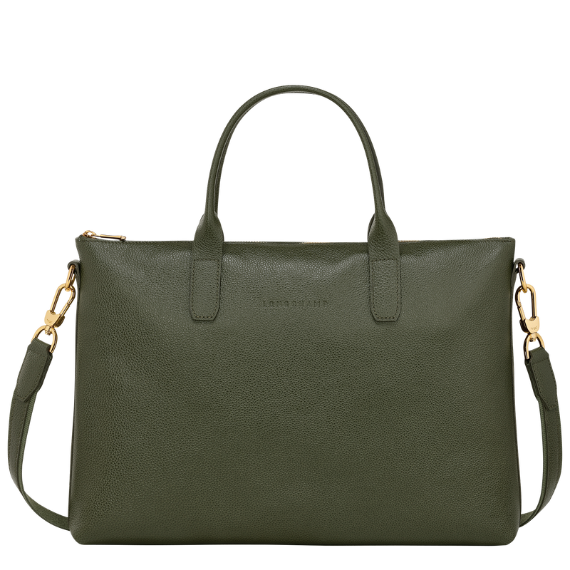 Le Foulonné S Briefcase , Khaki - Leather  - View 1 of 4