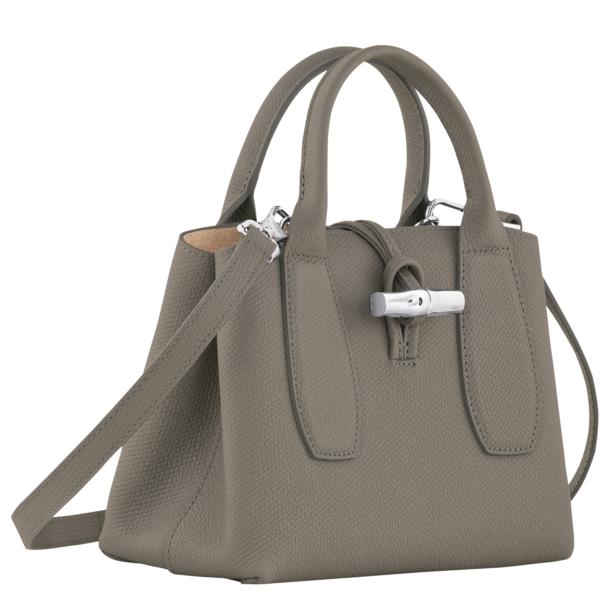 Longchamp Roseau Leather Shoulder Bag - Grey for Women