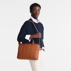 Le Foulonné XS Briefcase , Caramel - Leather