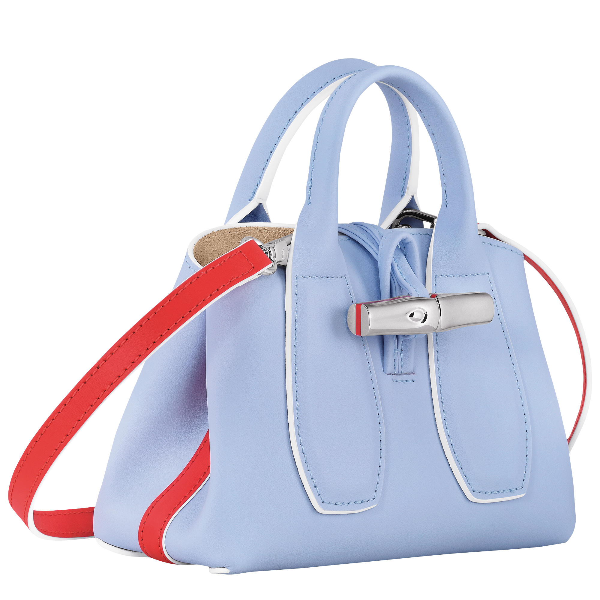 Roseau XS トップハンドルバッグ スカイブルー / レッド - レザー 