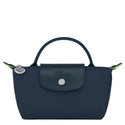 Le Pliage Green Pouch with handle , Navy - Recycled canvas