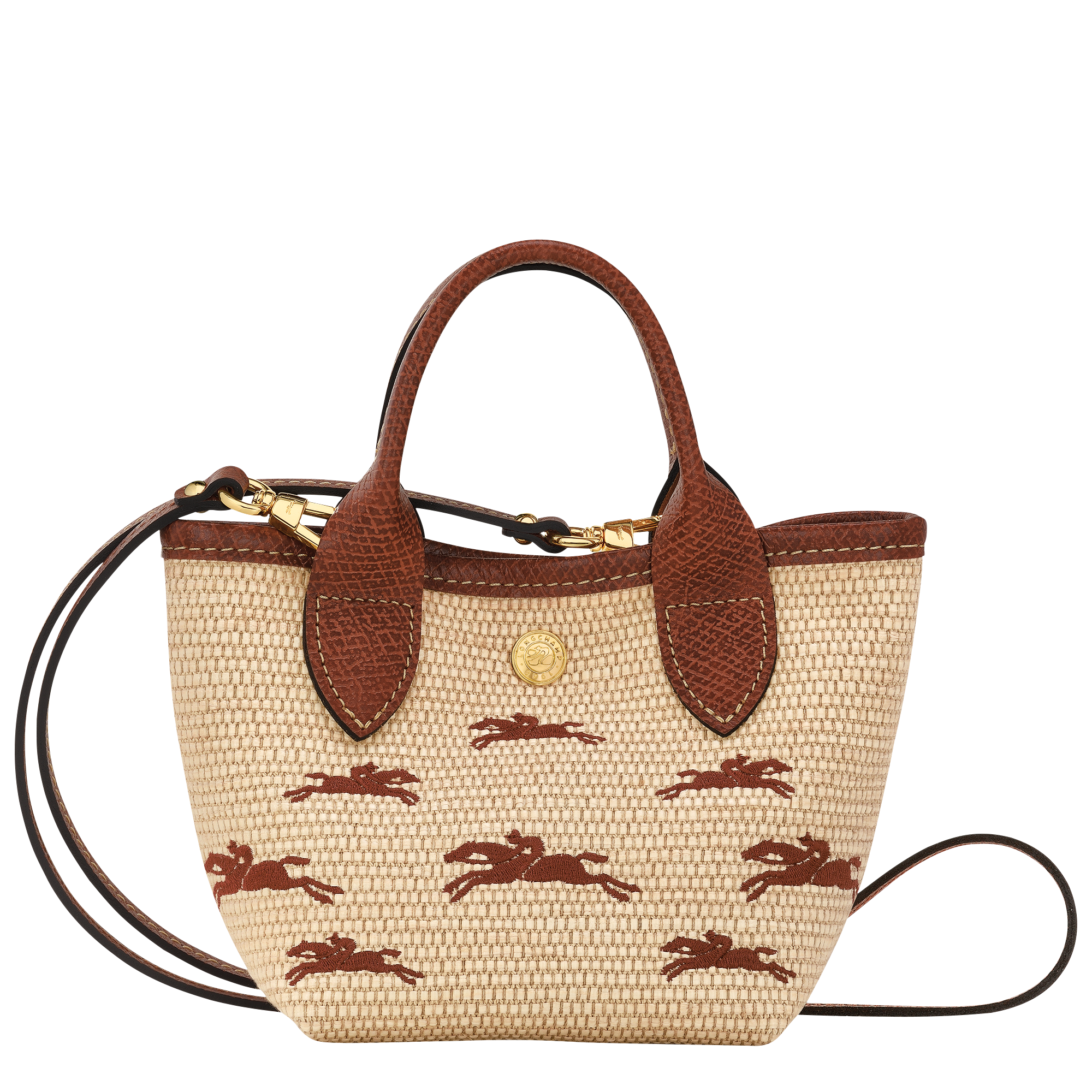 Shop Longchamp Woven Canvas Basket Bag