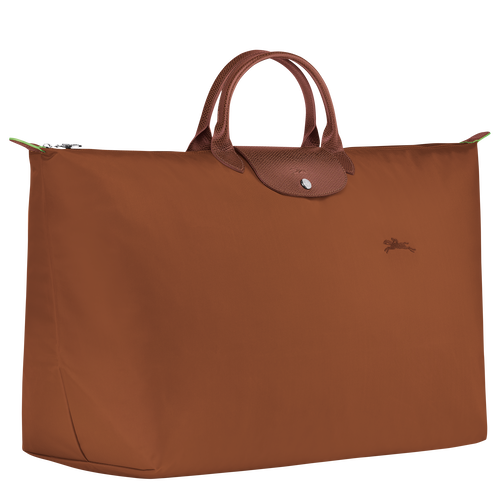 Sac de voyage M Le Pliage Green , Toile recyclée - Cognac - Vue 3 de 6