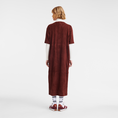 null Leather long dress, Burgundy