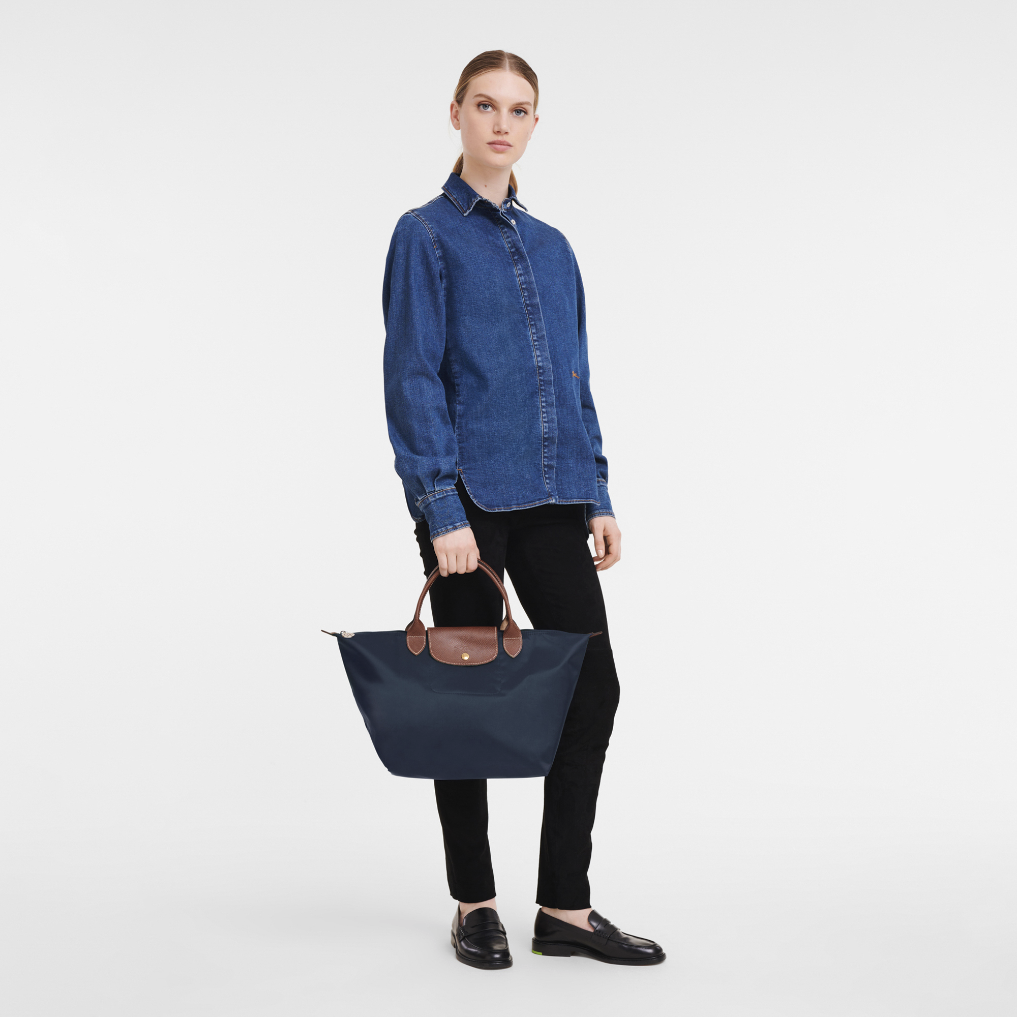 Le Pliage Original L Tote bag Navy - Recycled canvas (L1899089P68