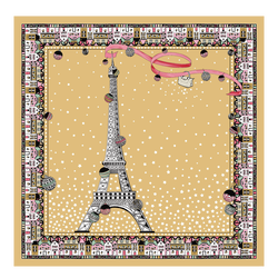 Tour Eiffel Noël Longchamp Silk scarf 50 , Wheat - Silk