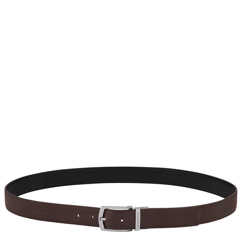 Le Foulonné Men's belt , Mocha/Black - Leather  - View 1 of  4