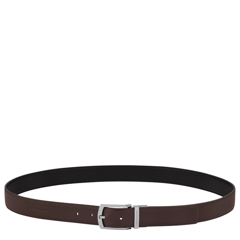 Le Foulonné Men's belt , Mocha/Black - Leather  - View 1 of  4