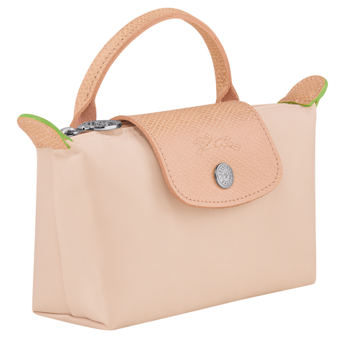 Le Pliage Green Pouch with handle, Flowers