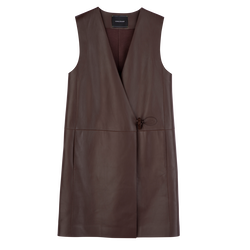 Sleeveless jacket , Ebony - Leather