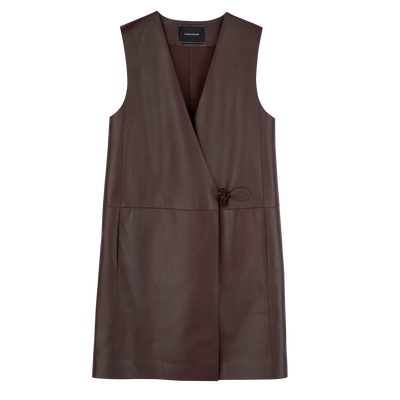 Ärmellose Jacke , Leder - Ebenholz