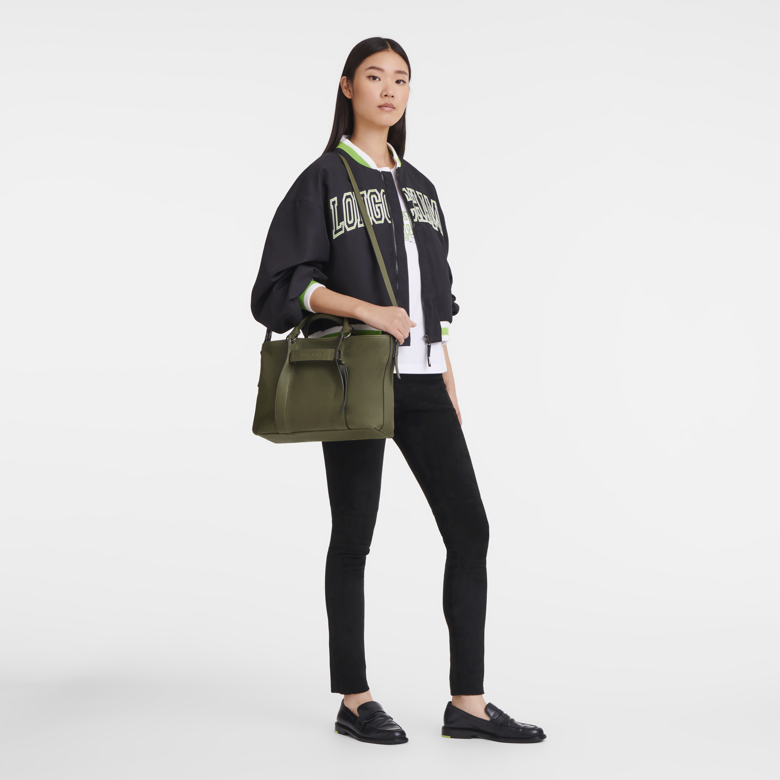 Longchamp 3D L Handbag Khaki - Leather | Longchamp GB