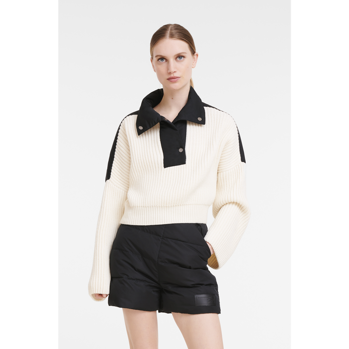 Fall-Winter 2022 Collection Mesh and Nylon sweater, Ecru