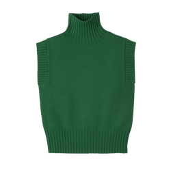 High collar no sleeve jumper , Green - Knit