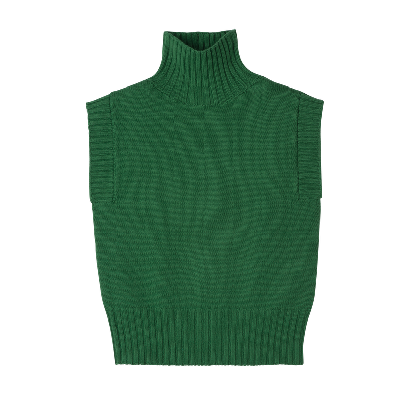 High collar no sleeve jumper Green Knit Longchamp RO