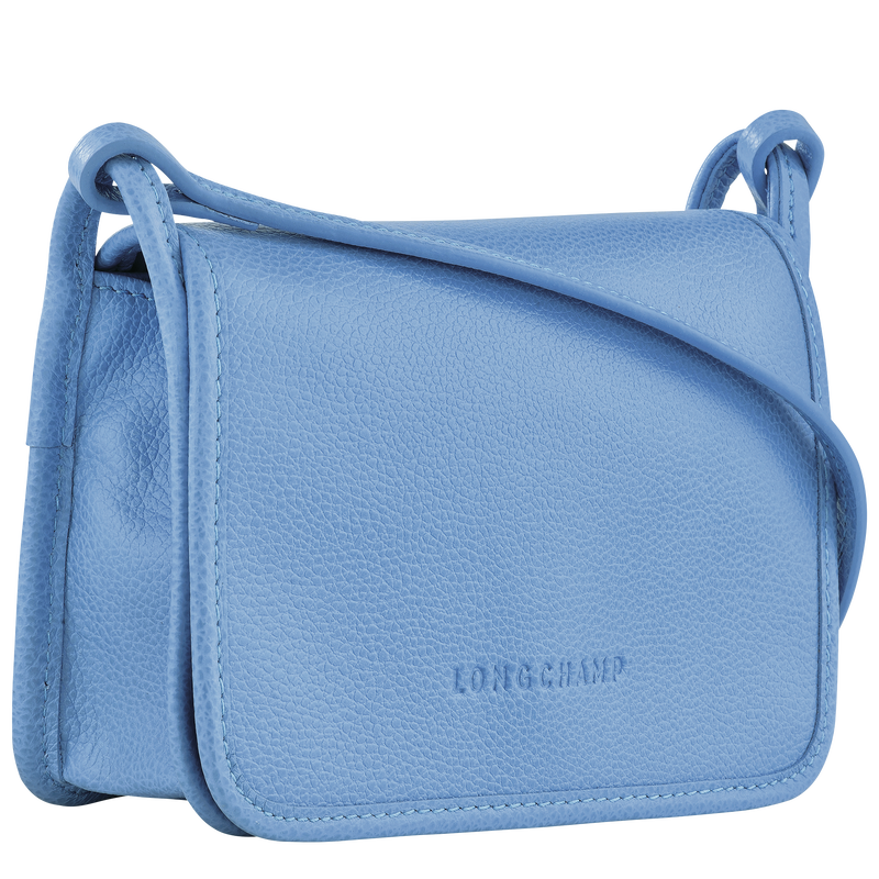 Le Foulonné Wallet on chain , Cloud Blue - Leather  - View 3 of  4