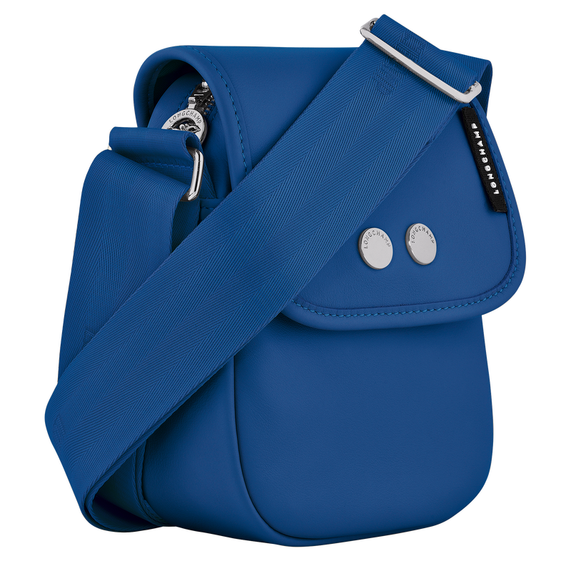 Blue leather handbag discount