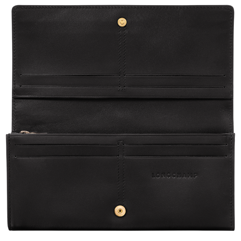 Portefeuille long &agrave; rabat Le Roseau , Cuir - Noir  - Vue 3 de 3