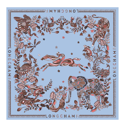 For&ecirc;t Longchamp Silk scarf 90 , Sky Blue - Silk