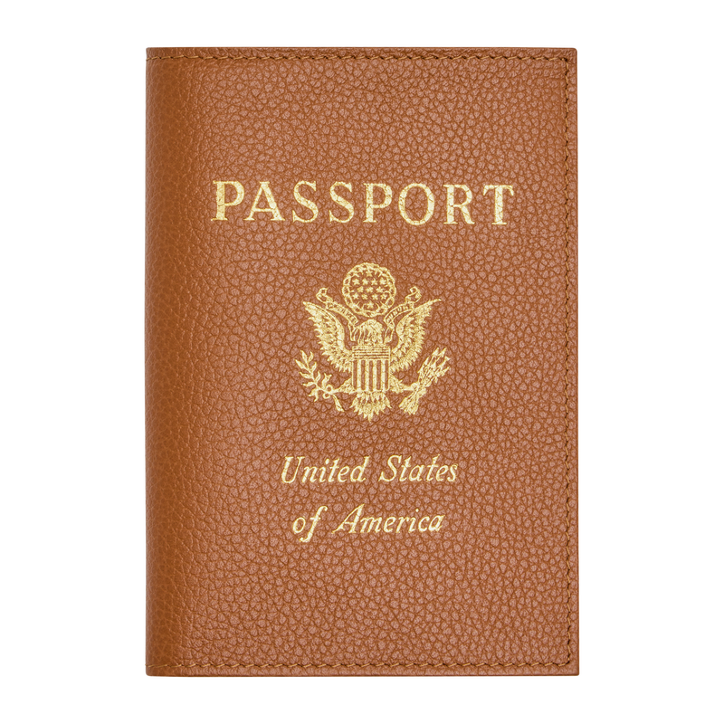 Le Foulonn&eacute; Passport cover , Caramel - Leather  - View 1 of 3