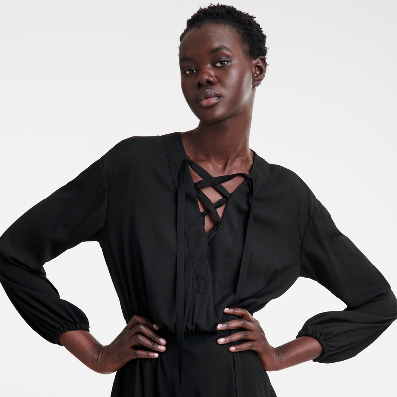 Black crepe maxi dress sale