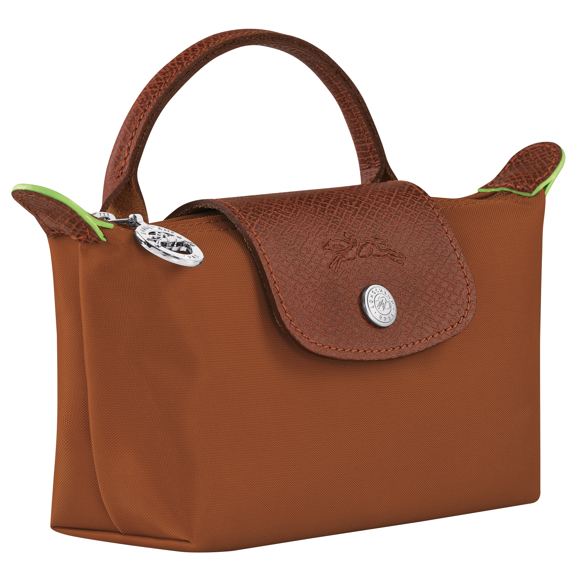 Le Pliage Green Pouch with handle Cognac - Recycled canvas