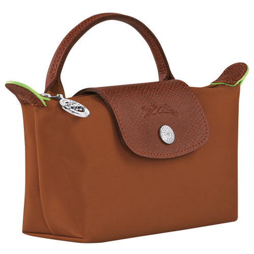 longchamp pouch with handle cognac