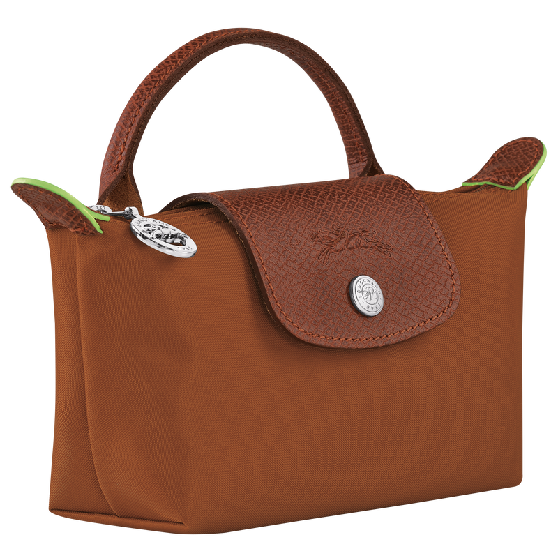 Le Pliage Green Pouch with handle , Cognac - Recycled canvas  - View 3 of  6