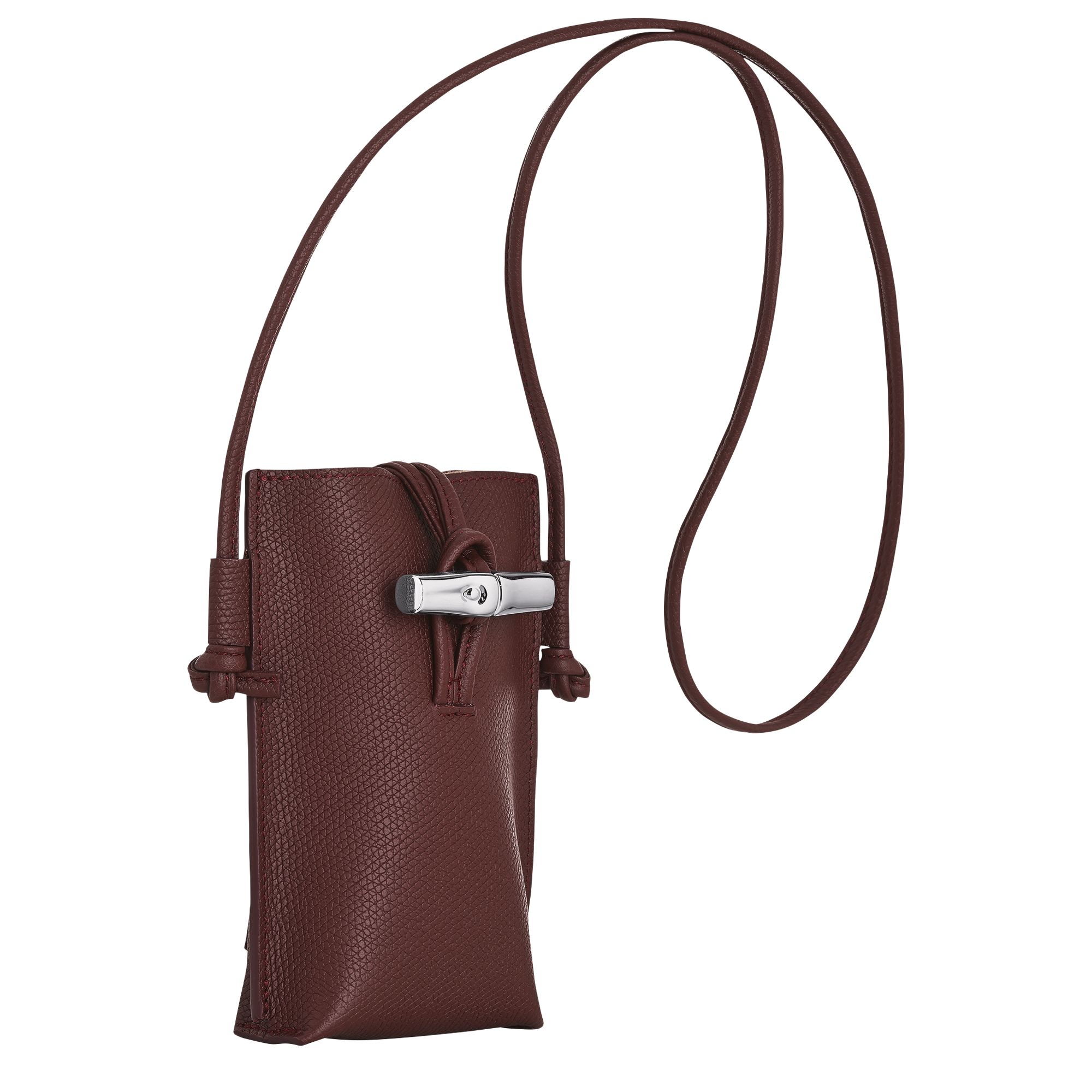 Le Roseau Funda de tel&eacute;fono con cord&oacute;n de piel, Burdeos
