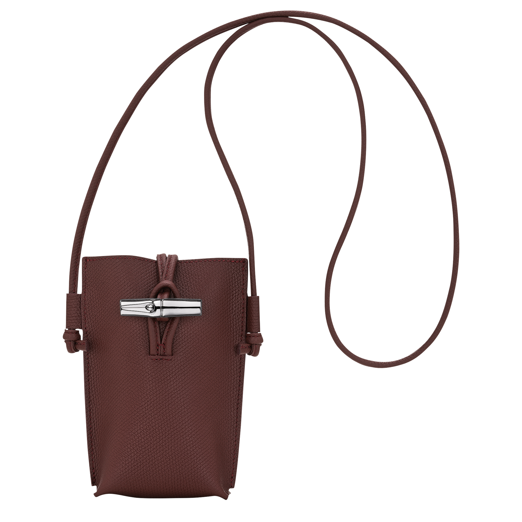 Le Roseau Funda de tel&eacute;fono con cord&oacute;n de piel, Burdeos