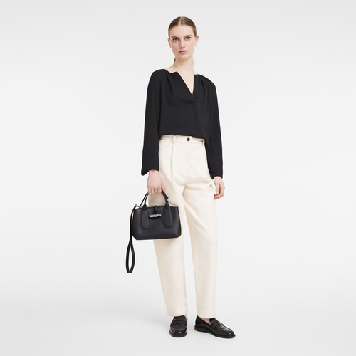 Le Roseau S Handbag , Black - Leather - View 2 of  6