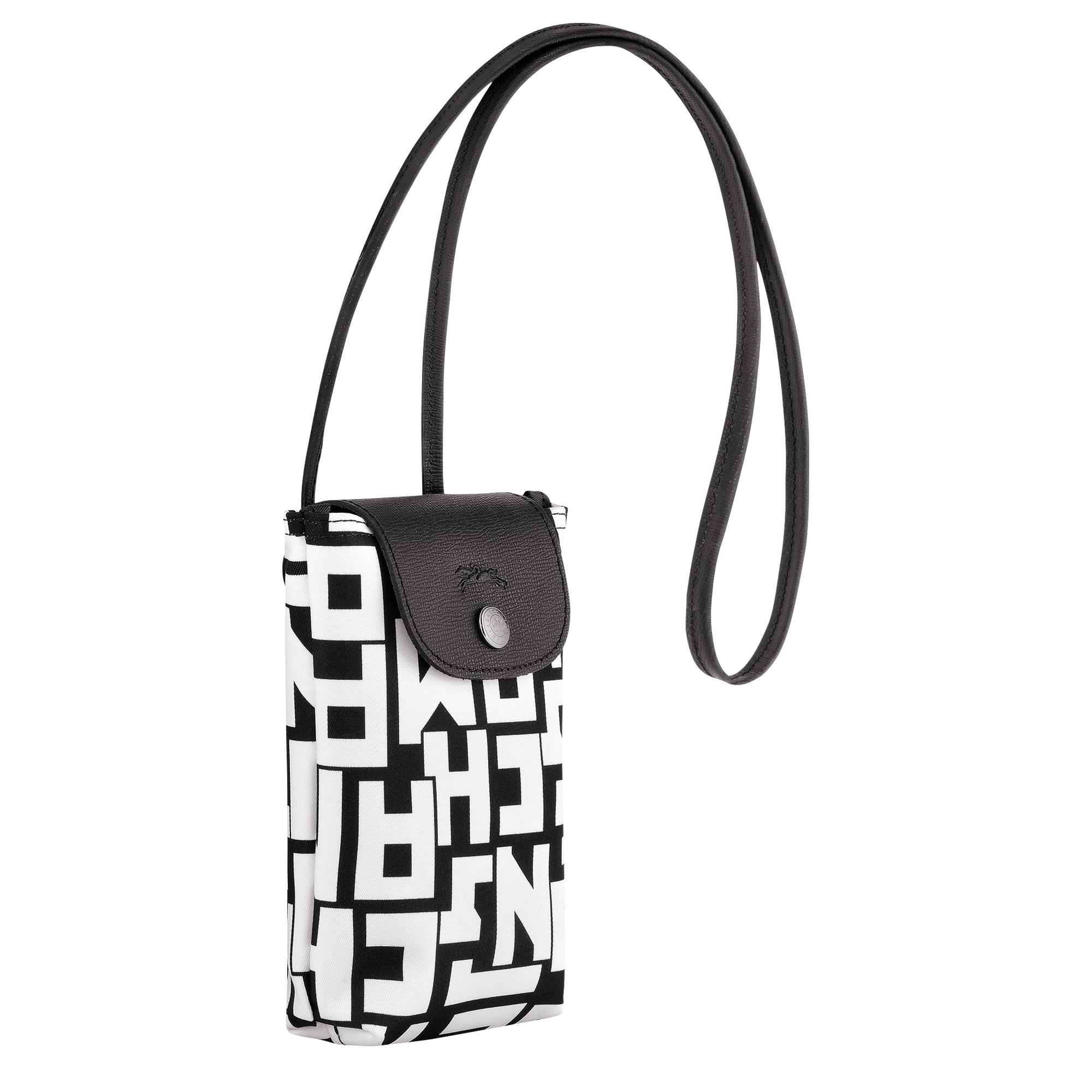 Le Pliage LGP 裝飾皮革滾邊的手機殼, 黑/白色