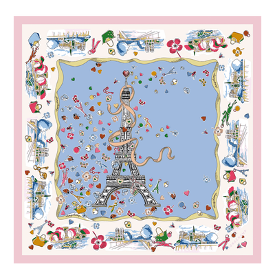 Tour Enchant&eacute;e 絲質圍巾 50 , 蔚藍色 - 真絲