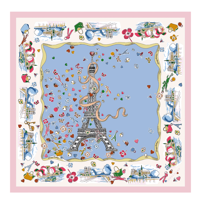 Tour Enchant&eacute;e 絲質圍巾 50 , 蔚藍色 - 真絲  - 查看 1 1