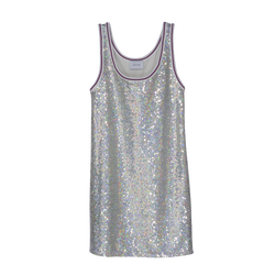 Short dress , Silver - Sequin