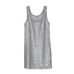 Short dress , Silver - Sequin